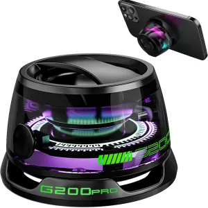 G200 Magnetic Bluetooth Speaker with RGB Lights & Phone Stand | IPA Waterproof, Pairing, 3D Surround Sound | Portable Wireless Speaker for Shower, Outdoor, Bike, Car | Durable Metal/Plastic(Black)