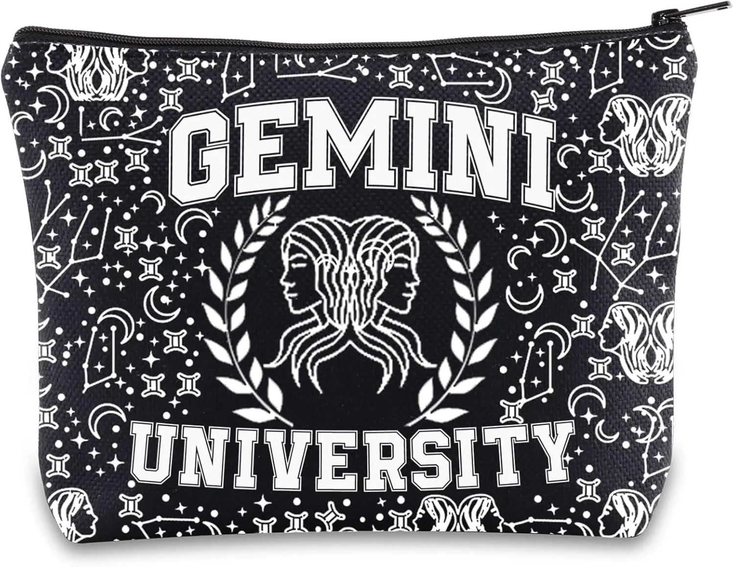 G2TUP Zodiac University Gemini Makeup Bag Horoscope Zodiac Gemini Gifts 12 Constellation Gifts Gemini Merchandise Astrology Zipper Bag (Gemini)