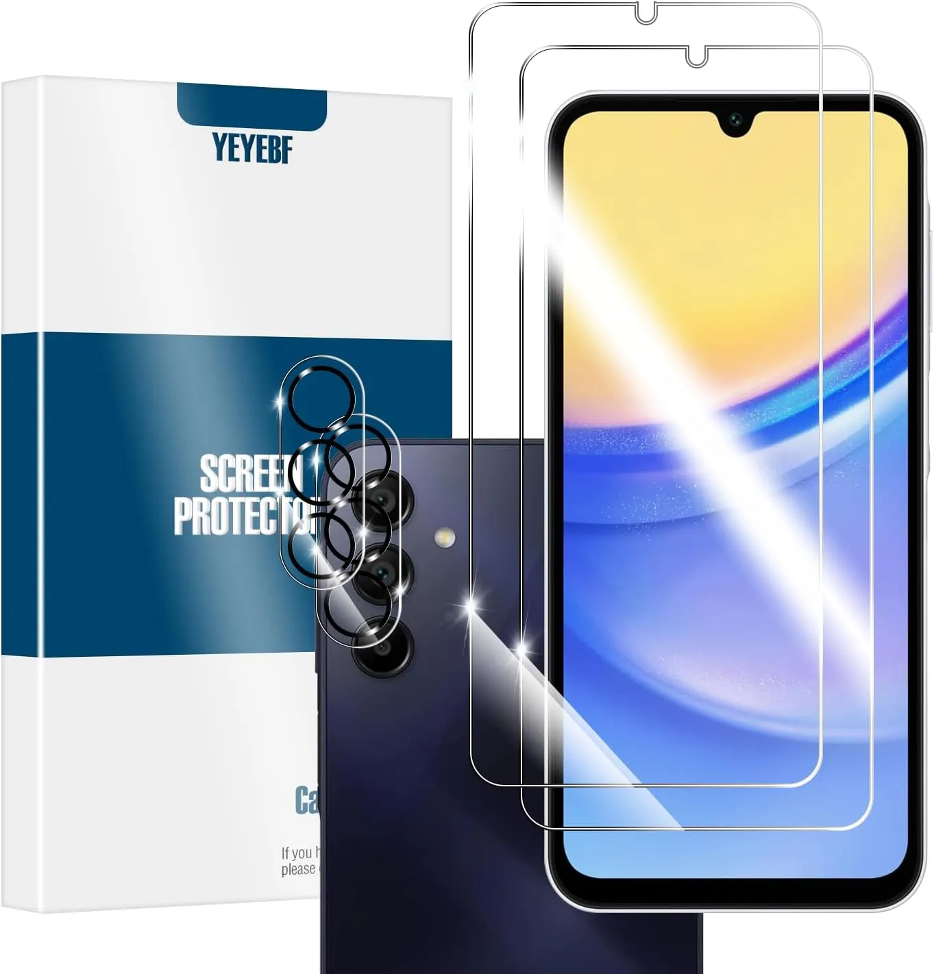 Galaxy A15 HD Clear Tempered Glass Screen Protector   Camera Lens Protectors, [2 2 Pack] [3D Glass] [Anti-Glare] [Bubble-Free] Screen Protector Glass For Samsung Galaxy A15 5G/4G