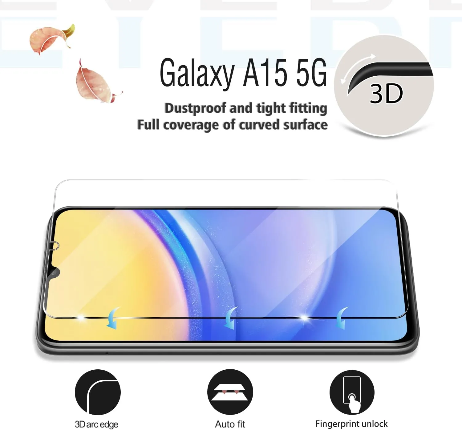 Galaxy A15 HD Clear Tempered Glass Screen Protector   Camera Lens Protectors, [2 2 Pack] [3D Glass] [Anti-Glare] [Bubble-Free] Screen Protector Glass For Samsung Galaxy A15 5G/4G
