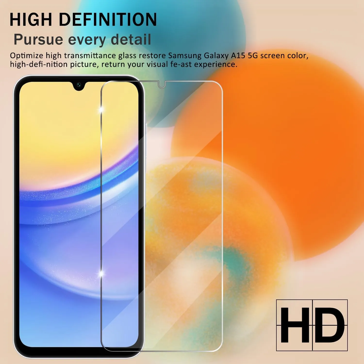 Galaxy A15 HD Clear Tempered Glass Screen Protector   Camera Lens Protectors, [2 2 Pack] [3D Glass] [Anti-Glare] [Bubble-Free] Screen Protector Glass For Samsung Galaxy A15 5G/4G