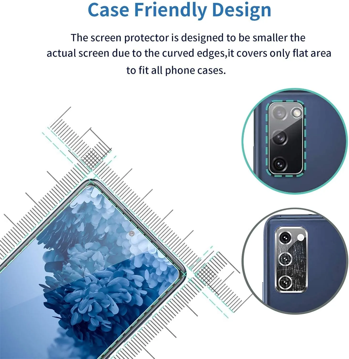 Galaxy S20 FE Screen Protector and Camera Protector, [3 Screen Protectors 3 Camera Protectors][Support Fingerprint] Tempered Glass Screen Protector for Samsung Galaxy S20 FE 5G/4G