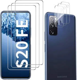 Galaxy S20 FE Screen Protector and Camera Protector, [3 Screen Protectors 3 Camera Protectors][Support Fingerprint] Tempered Glass Screen Protector for Samsung Galaxy S20 FE 5G/4G