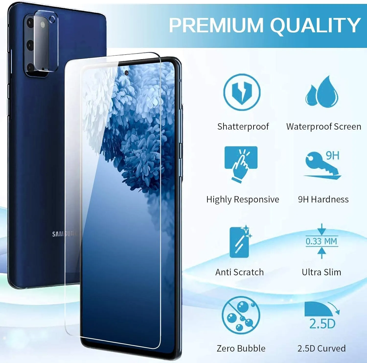 Galaxy S20 FE Screen Protector and Camera Protector, [3 Screen Protectors 3 Camera Protectors][Support Fingerprint] Tempered Glass Screen Protector for Samsung Galaxy S20 FE 5G/4G
