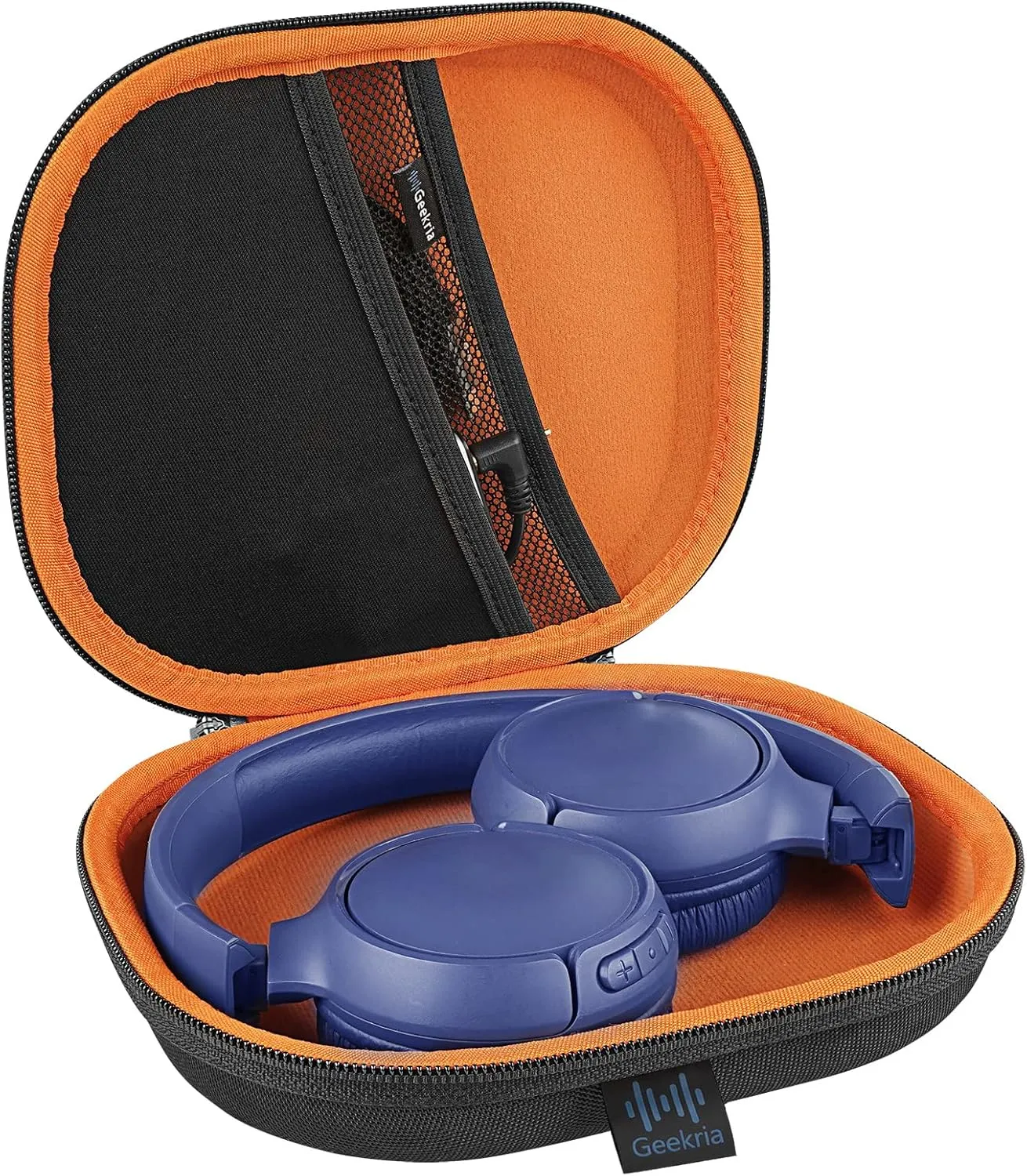 Geekria Shield Headphones Case Compatible with JBL Tune 660NC/560BT/510BT/500BT, Jr 310BT, Replacement Hard Shell Travel Carrying Bag with Cable Storage (Black)