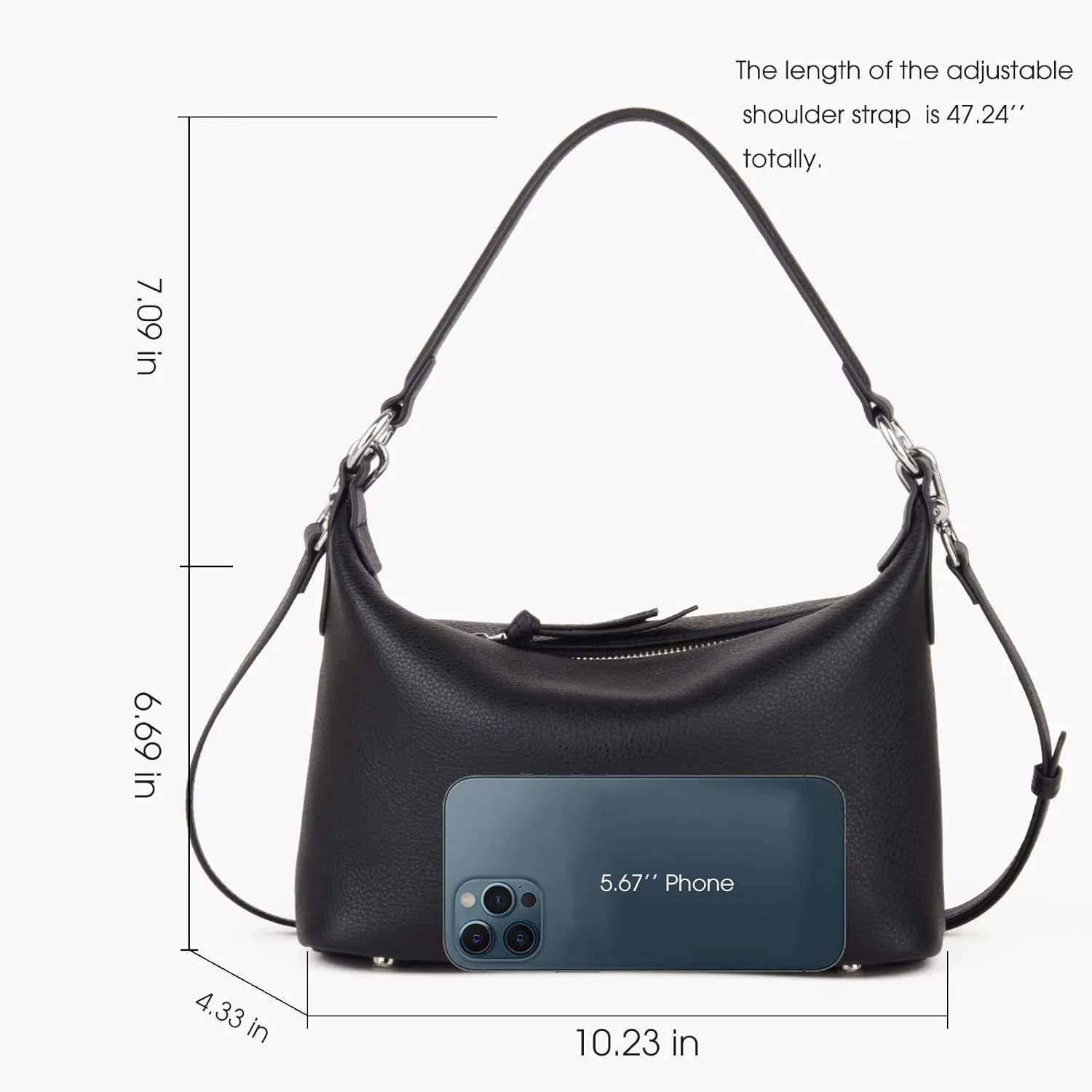 Genuine Leather Hobo Bag for Women, Small Shoulder Bags and Hobo Crossbody Bags for Women with Adjustable Strap