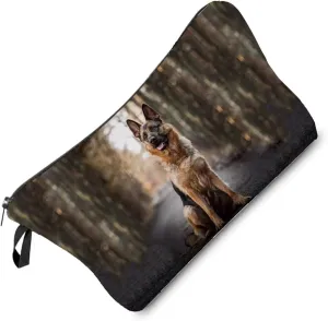 German Shepherd Makeup Bag Cute Small Organizer Zipper Pouch German Shepherd Dog Cosmetic Bag Birthday Present for German Shepherd Lovers Dog Mom Women