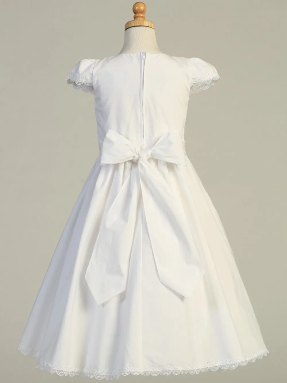 Girls White First Communion Dress w/ Smocked cotton bodice (178)