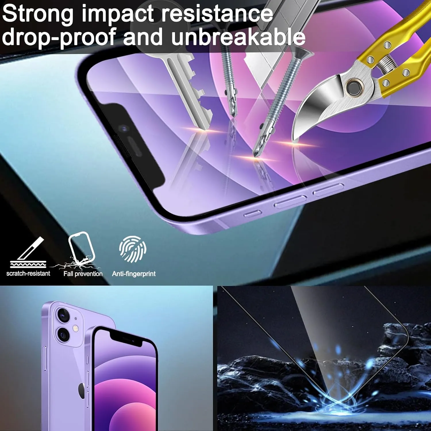 Glass Screen Protector for iPhone 12 6.1 inch[2 Pack][Easy Installation],with 2 Camera Lens Protectors,HD Clear Full Screen Tempered Glass,Case Friendly