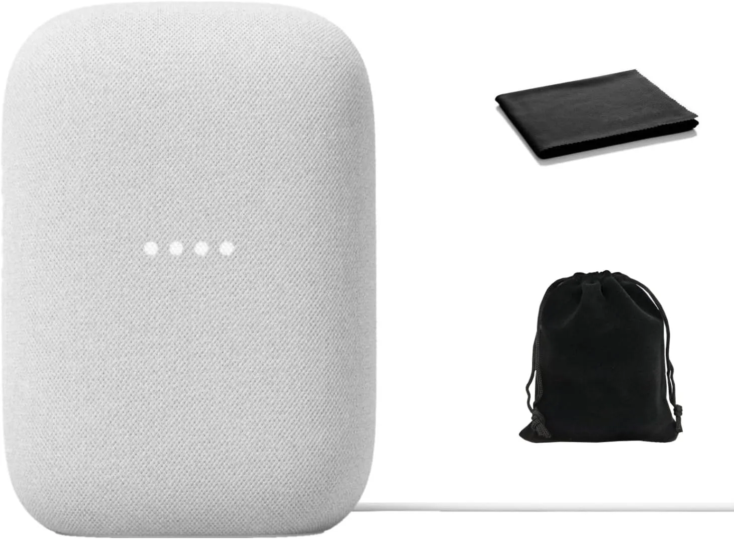 Google Audio Bluetooth Speaker - Wireless Music Streaming, Powerful Sound, Assistant Built-in, Wi-Fi and Bluetooth Connectivity, Smart Home Control, Stereo Pairing, Includes Pouch and Cloth