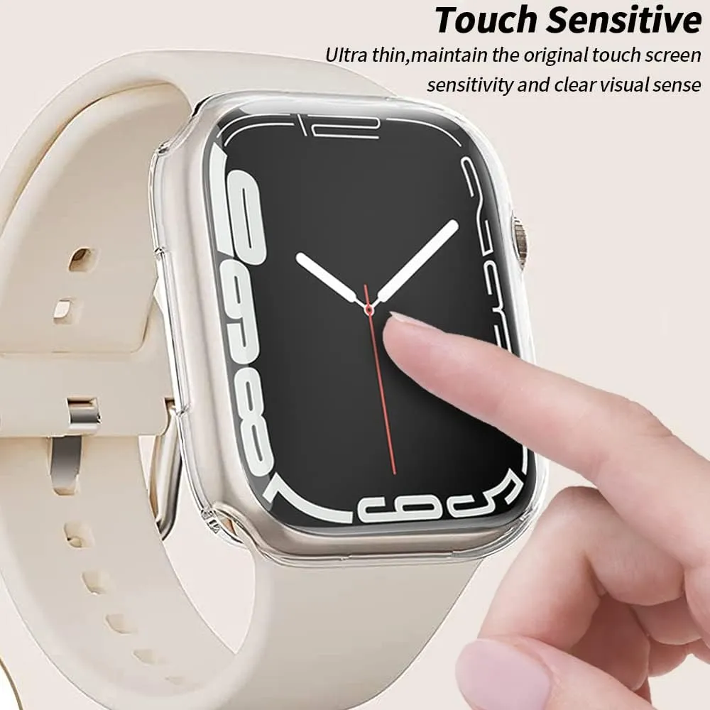 HANKN 2 Pack Clear Screen Protector for Apple Watch Series 9 8 7 45mm Case, Soft TPU Full Coverage Front Protective Shockproof iWatch Bumper Cover (Clear Clear, 45mm)