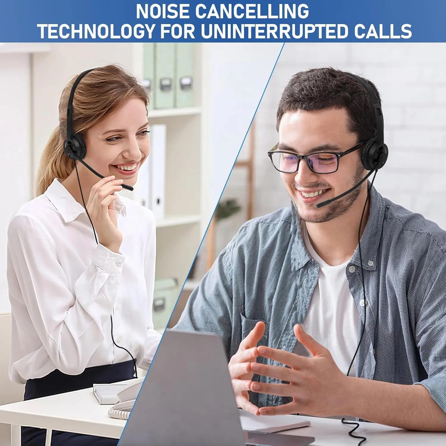 Headsets with Microphone 5 Pack Bulk- Noise Canceling Computer Headphones for School, Office, Meetings, Chat, 3.5mm Wired PC Headphones with Rotating Mic Works for Laptop