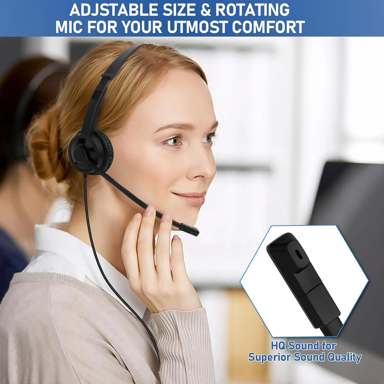 Headsets with Microphone 5 Pack Bulk- Noise Canceling Computer Headphones for School, Office, Meetings, Chat, 3.5mm Wired PC Headphones with Rotating Mic Works for Laptop