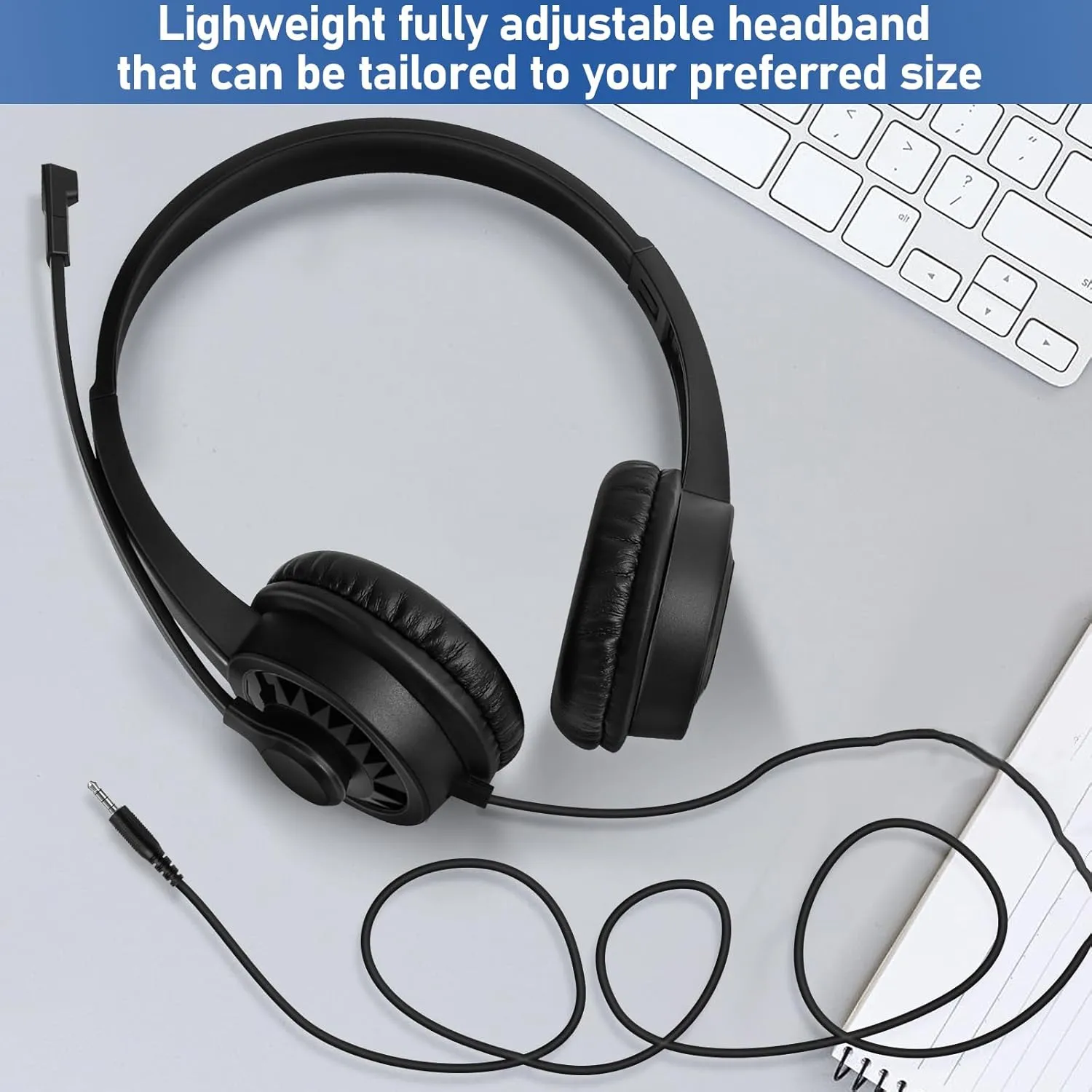 Headsets with Microphone 5 Pack Bulk- Noise Canceling Computer Headphones for School, Office, Meetings, Chat, 3.5mm Wired PC Headphones with Rotating Mic Works for Laptop