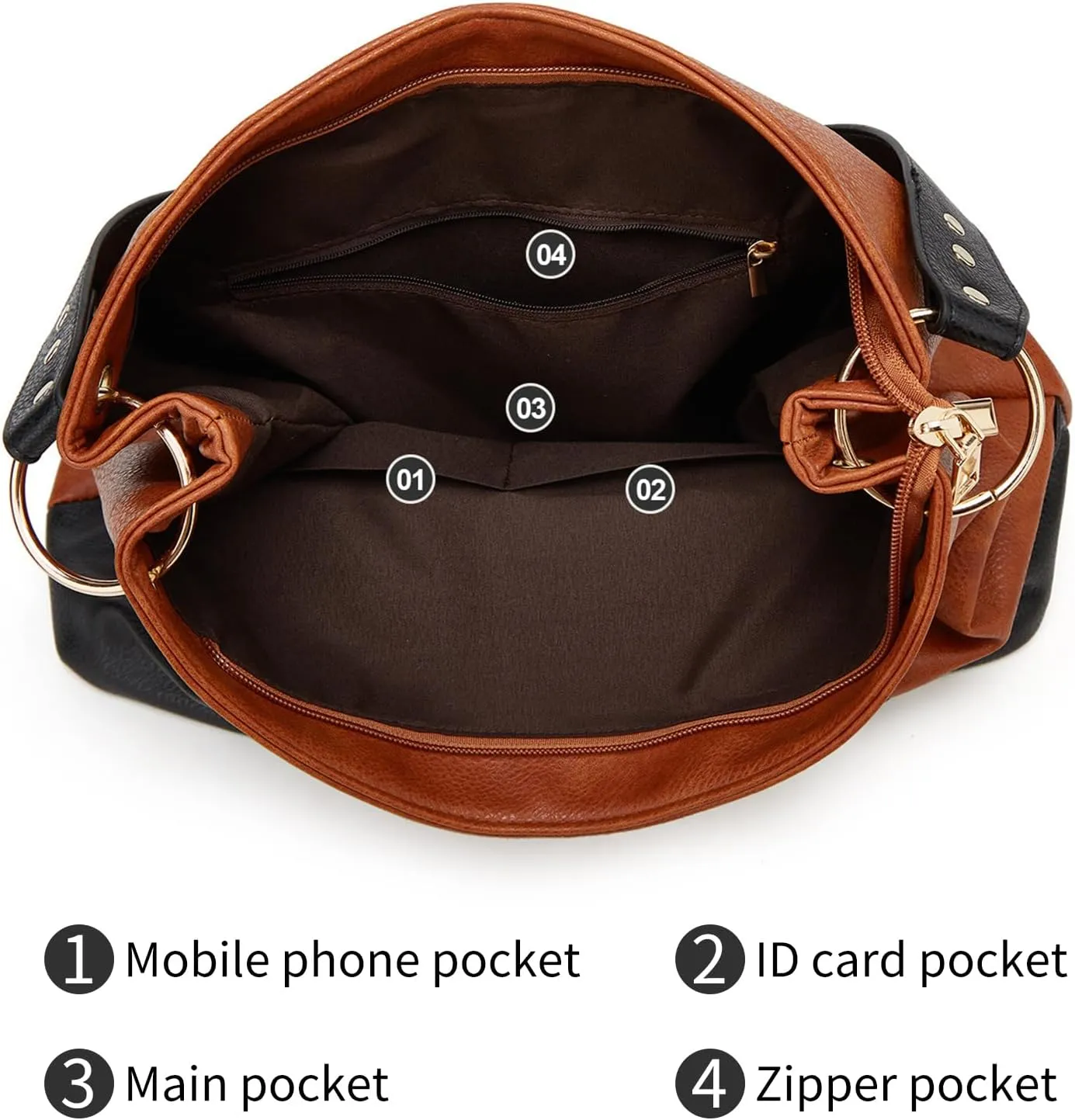 Hobo Bag for Women Leather Top Handle Shoulder Bags Large Purses and Handbags with Cute Pendant (Black)