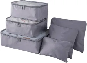 HXBER 6pcs/Set Lightweight Luggage Travel Bags Men and Women Packing Cubes Organizer Pouches Fashion Double Zipper Waterproof Polyester Bag Suitcase