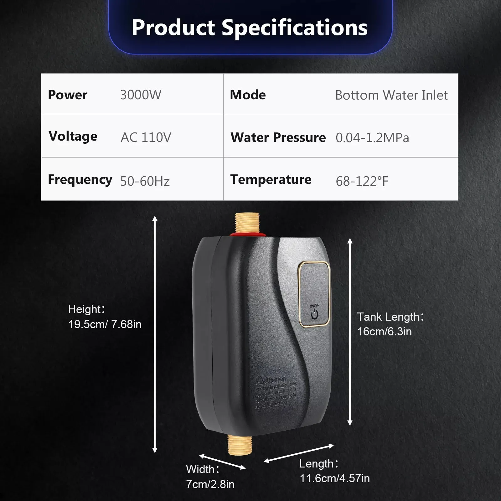 Instant Tankless Water Heater, On-Demand Hot Water, Energy-Efficient