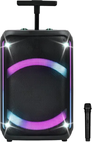 IQ Sound IQ-5912DJBT 12-inch Portable Bluetooth Speaker with True Wireless Stereo, Colorful LED Lights, Full Control Panel, USB, Micro SD, AUX Inputs, FM Radio, Mic Input - Perfect Sound Companion