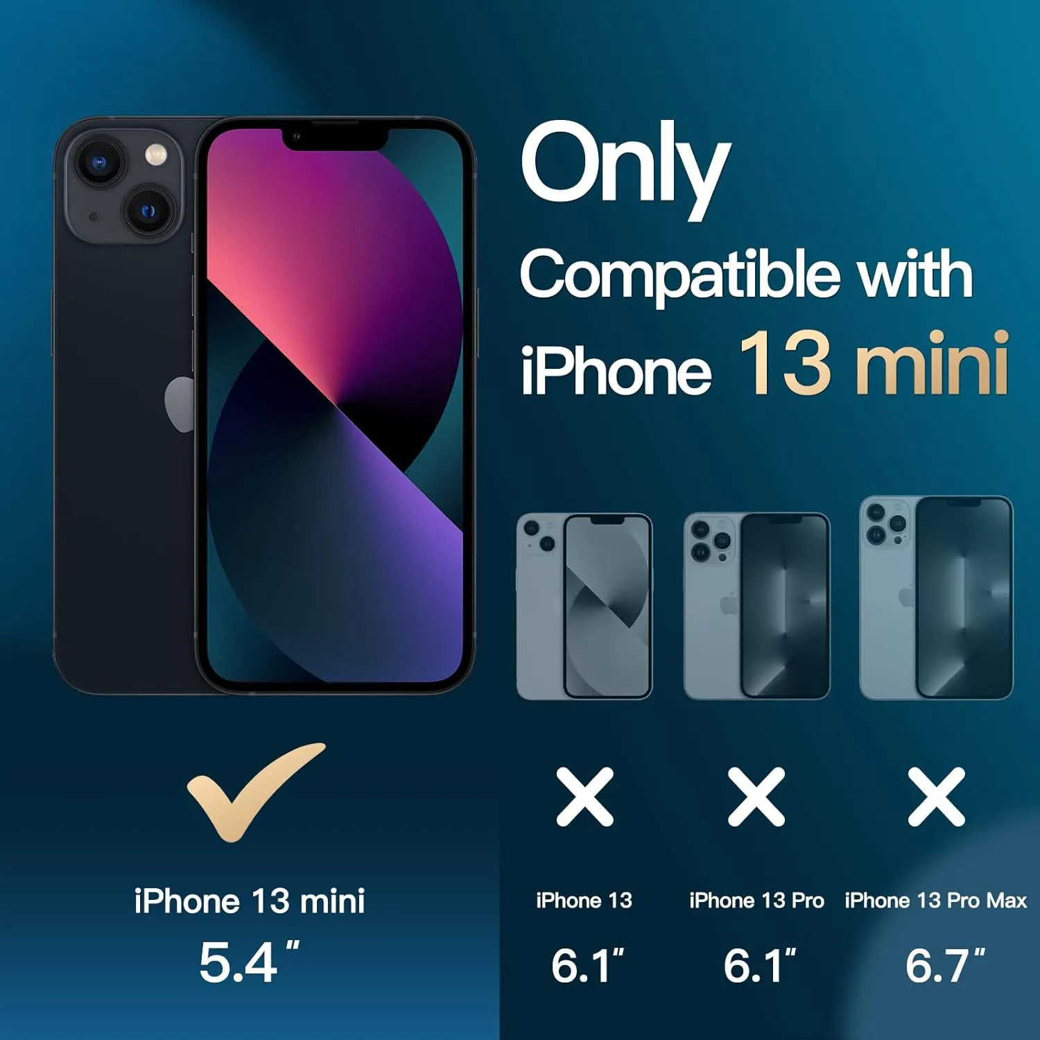 JETech 3 in 1 Case for iPhone 13 mini 5.4-Inch with 2 Pack Tempered Glass Screen Protectors, Non-Yellowing Shockproof Bumper Phone Cover (Black)