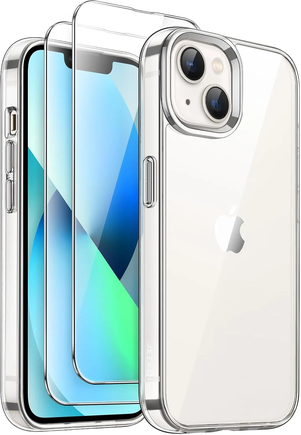JETech 3 in 1 Case for iPhone 13 mini 5.4-Inch with 2 Pack Tempered Glass Screen Protectors, Non-Yellowing Shockproof Bumper Phone Cover (Clear)