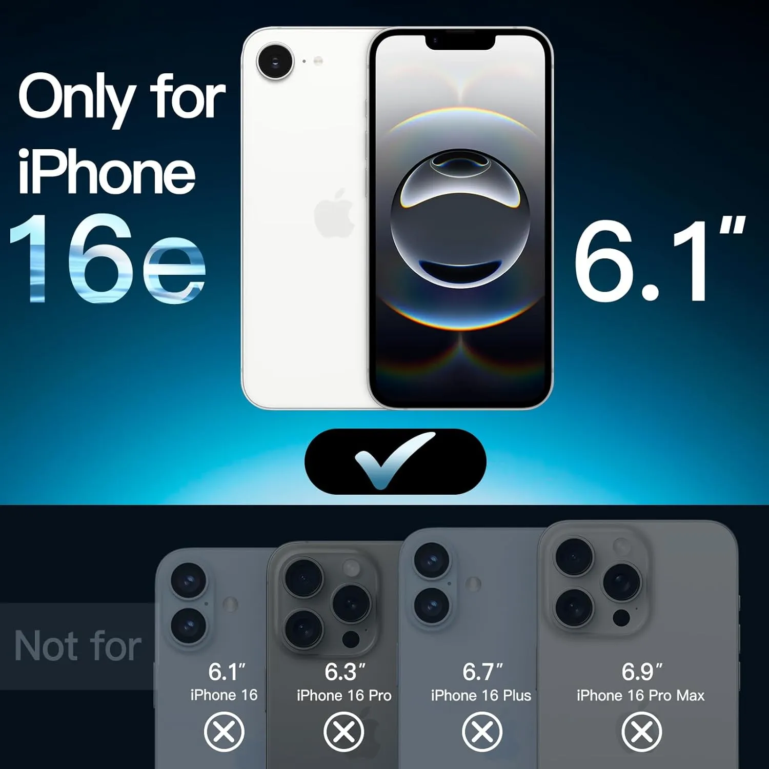 JETech 3 in 1 Case for iPhone 16e 6.1-Inch 2025 with 2 Pack Tempered Glass Screen Protectors, Non-Yellowing Shockproof Bumper Phone Cover (Clear)