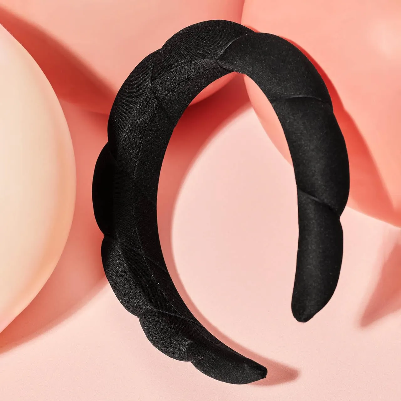 Kitsch Puffy Black Headband for Washing Face - Skincare Headband for Women - Face Wash Headband for Girls - Recycled Fabric - Eco-friendly Makeup Headband - Spa Headband - Self Care Gifts for Women