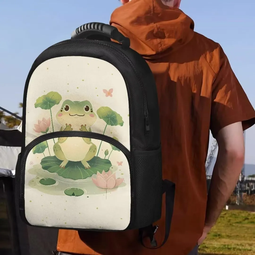 Kuiaobaty Frog Kids Backpack Lunch Bag Insulated Fashion School Bag with Cooler Compartments Large Capacity Backpack Meal Bag Fashion Teacher Work Bag for Business Gift for Friends
