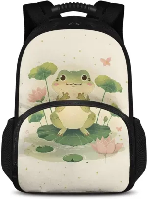 Kuiaobaty Frog Kids Backpack Lunch Bag Insulated Fashion School Bag with Cooler Compartments Large Capacity Backpack Meal Bag Fashion Teacher Work Bag for Business Gift for Friends