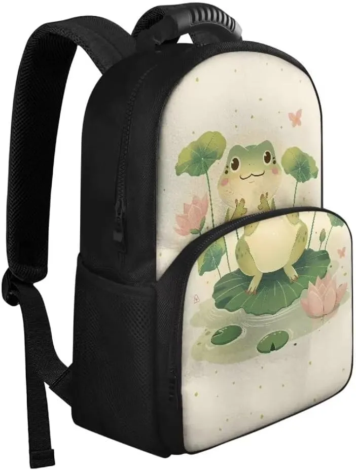 Kuiaobaty Frog Kids Backpack Lunch Bag Insulated Fashion School Bag with Cooler Compartments Large Capacity Backpack Meal Bag Fashion Teacher Work Bag for Business Gift for Friends