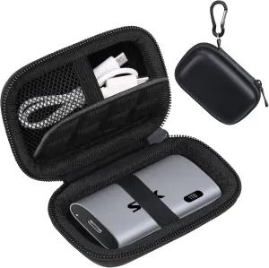 Lacdo Hard Carrying Case for SSK Portable SSD External Solid State Drives 1TB 2TB 4TB 512GB 256GB 128GB USB 3.2 SSK SD450 SD600 External SSD Hard EVA Shockproof Protective Storage Travel Bag, Black