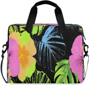 Laptop Bag, Briefcase, 15.7 inch, Hand-carry or Shoulder-strap, Waterproof and Durable, Doodle Colorful Hibiscus Pattern