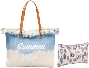 Large Canvas Tote Bag with Embroidered,Tassel Canvas Bags Magnetic Buckle Commuting Underarm Beach Shoulder Bag