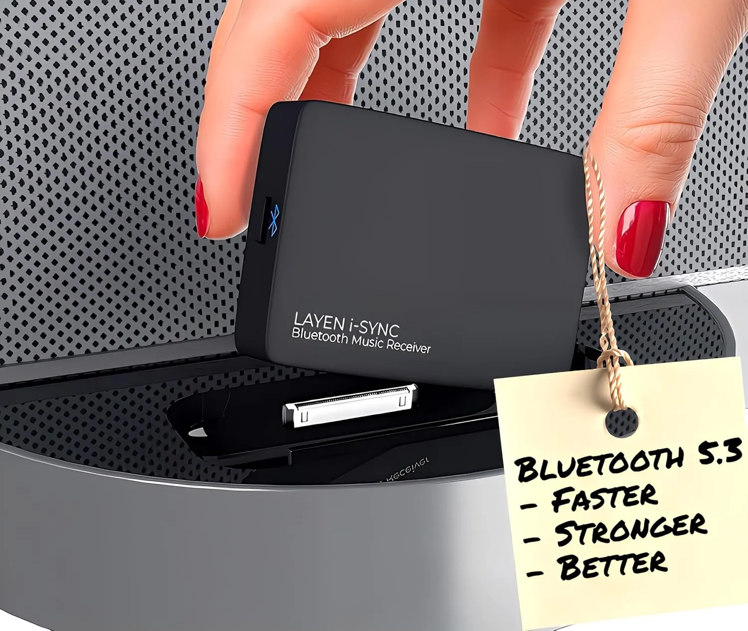 LAYEN i-SYNC | Premium Bluetooth 5.3 iPod Bluetooth Adapter, 30 Pin Dock Adapter for iPhone - Compatible with Bose SoundDock and Other Speaker Docks - Not for Cars