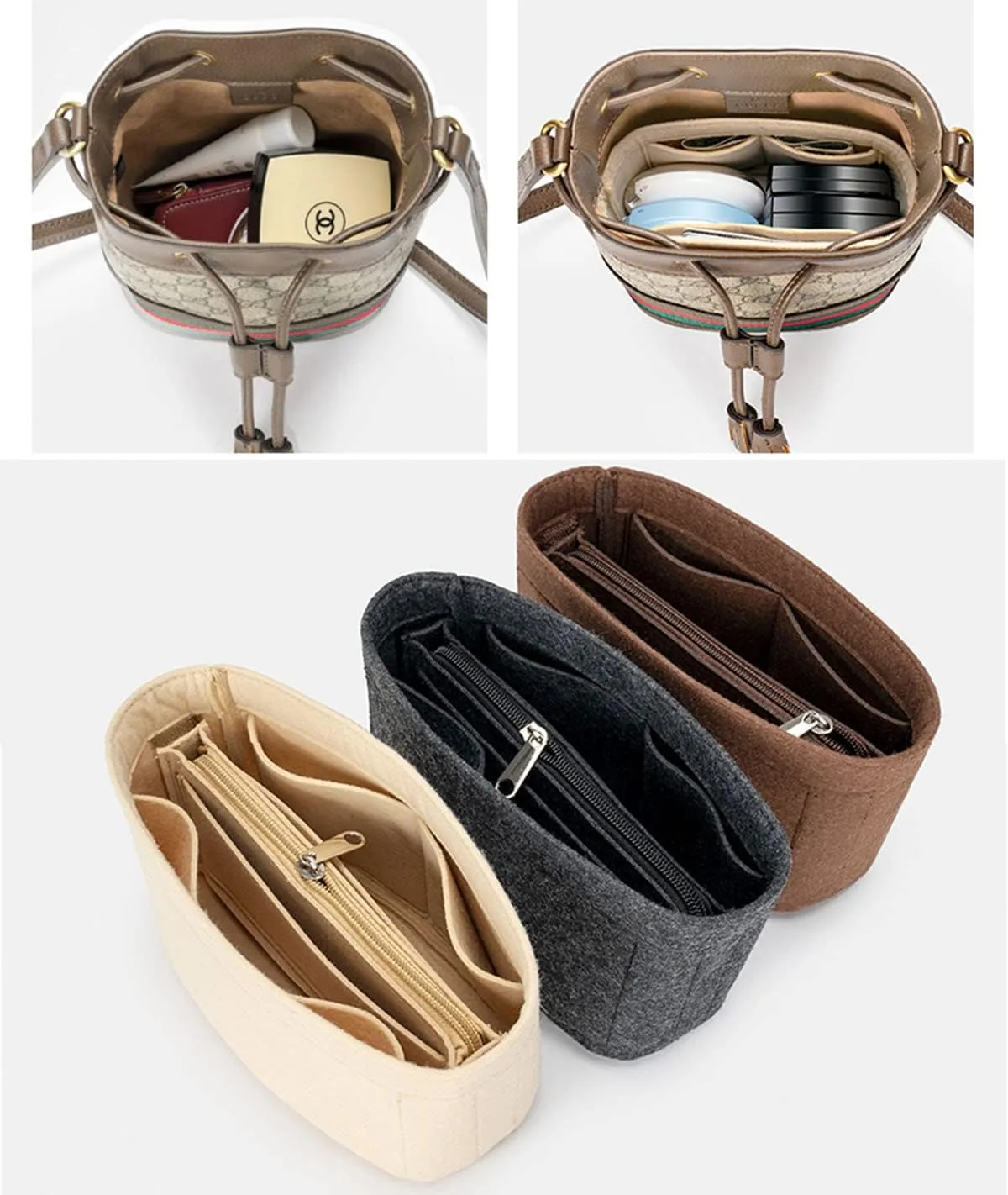 Lckaey Purorganizer is used for Ophidia bucket bag, small and medium inner bag storage and finishing bag insert.3011Beige-S