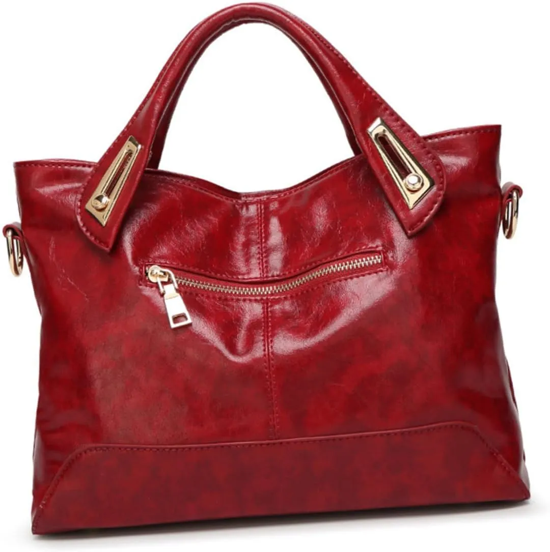 Leather Shoulder Bag Leather Crossbody Bag Wax Shoulder Bag Women Shoulder Bag