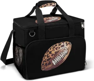 Leopard Football Leakproof Camping Backpack Travel Cooler Bag Beach Food Storage Lunch Pack