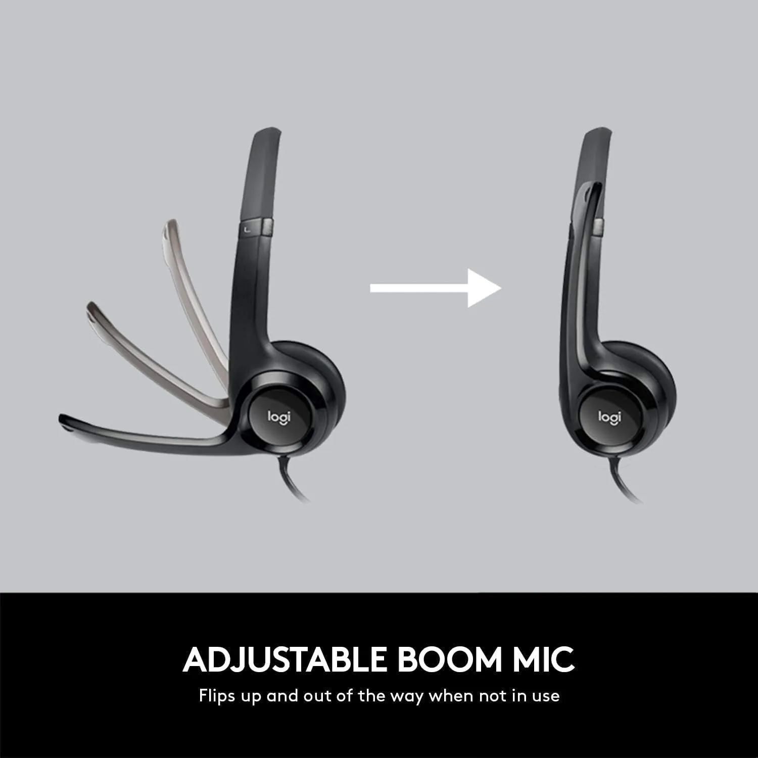 Logitech Wired Headset H390 with Noise Cancelling Mic for PC/Laptop, USB, In-Line Controls, Stereo Headphones, Black, Bulk Packaging