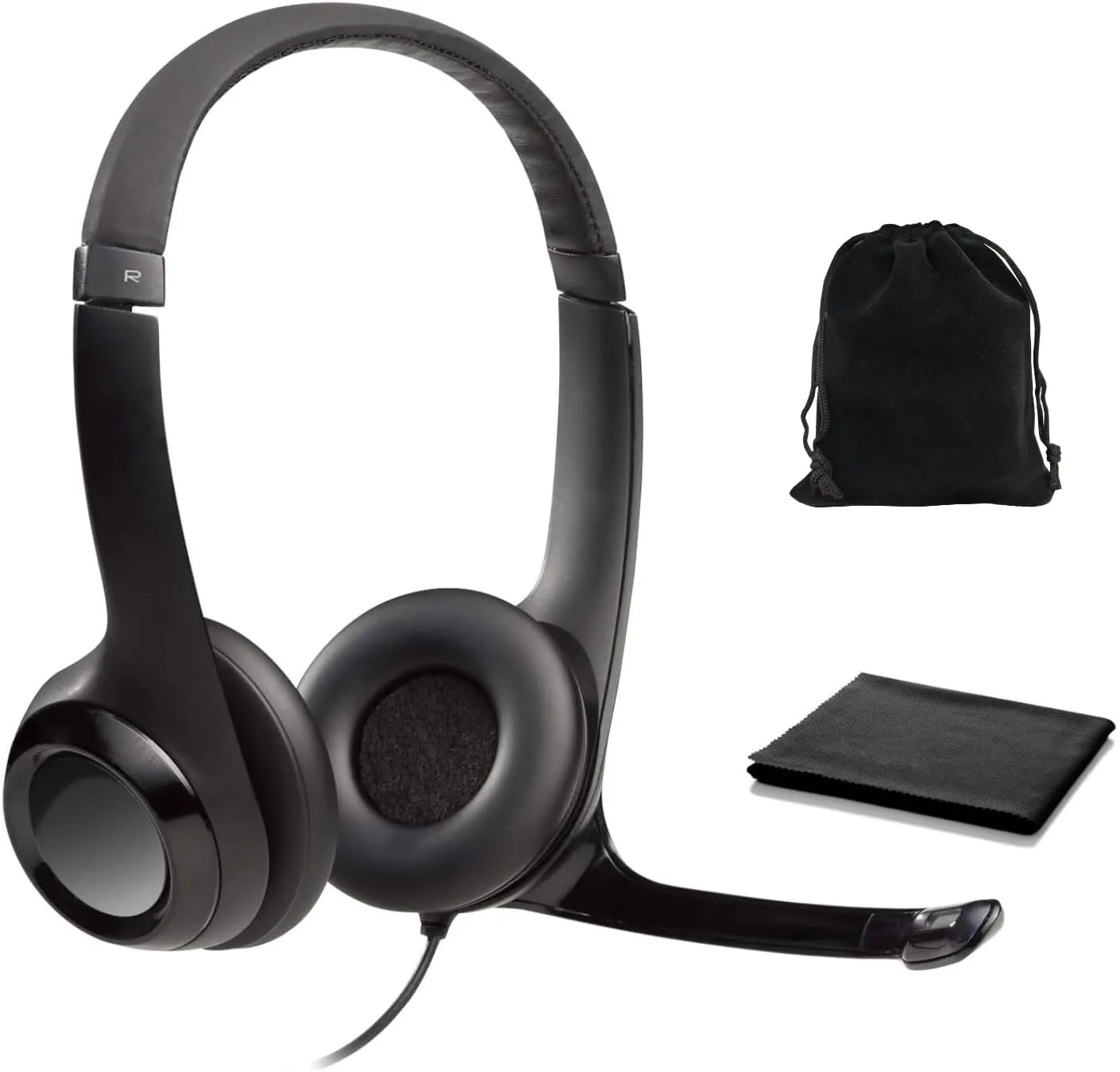 Logitech Wired Headset H390 with Noise Cancelling Mic for PC/Laptop, USB, In-Line Controls, Stereo Headphones, Black, Bulk Packaging