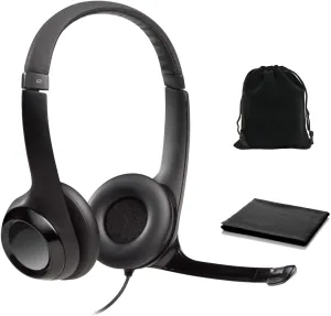 Logitech Wired Headset H390 with Noise Cancelling Mic for PC/Laptop, USB, In-Line Controls, Stereo Headphones, Black, Bulk Packaging
