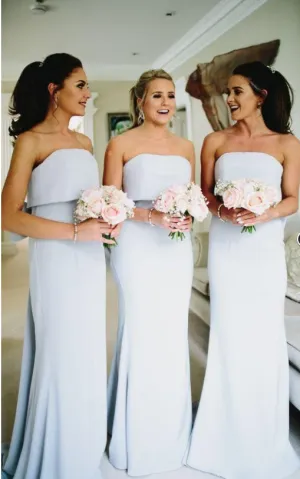 Long A Line With Trailing Chiffon Straight Across Sexy Bridesmaid Dresses BD1