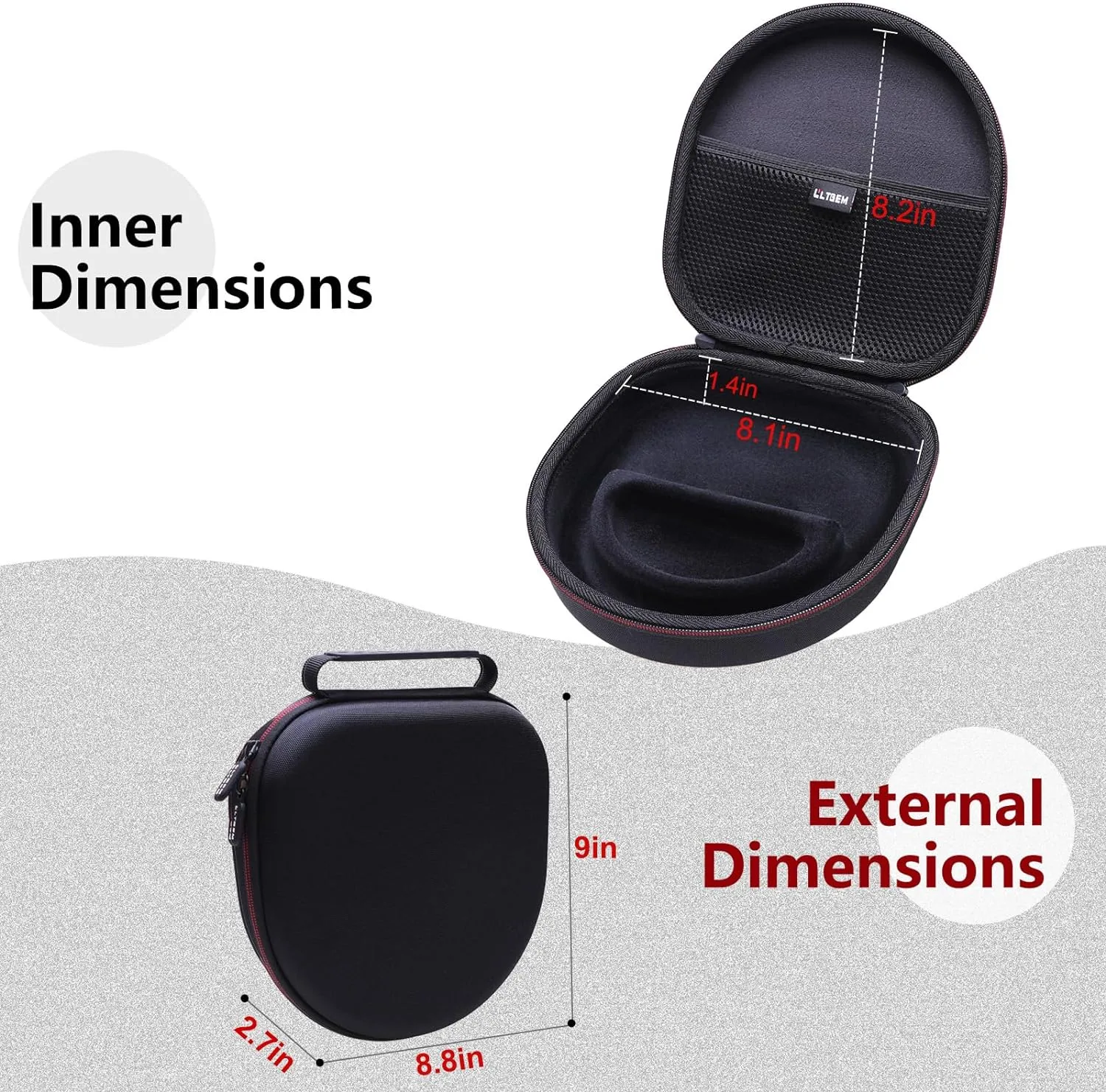 LTGEM Case Compatible with Sony WH-CH720N / WH-CH520 / WHCH710N / WH-CH510 Noise Canceling Wireless Headphones Bluetooth Over The Ear Headset, Black