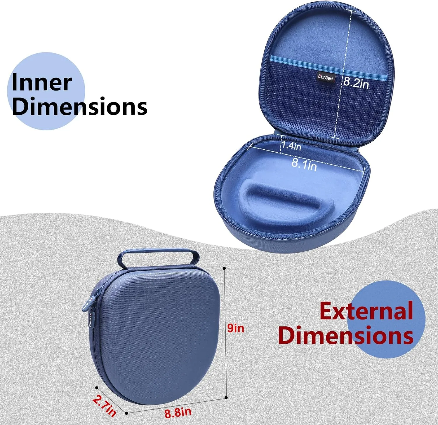 LTGEM Case Compatible with Sony WH-CH720N / WH-CH520 / WHCH710N / WH-CH510 Noise Canceling Wireless Headphones Bluetooth Over The Ear Headset, Blue