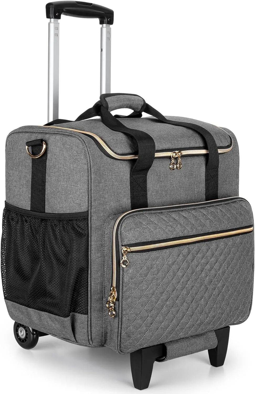 LUXJA Rolling Teacher Bag with Laptop Compartment and Detachable Dolly, Multifunctional Rolling Teacher Tote Bag (Patent Pending), Gray