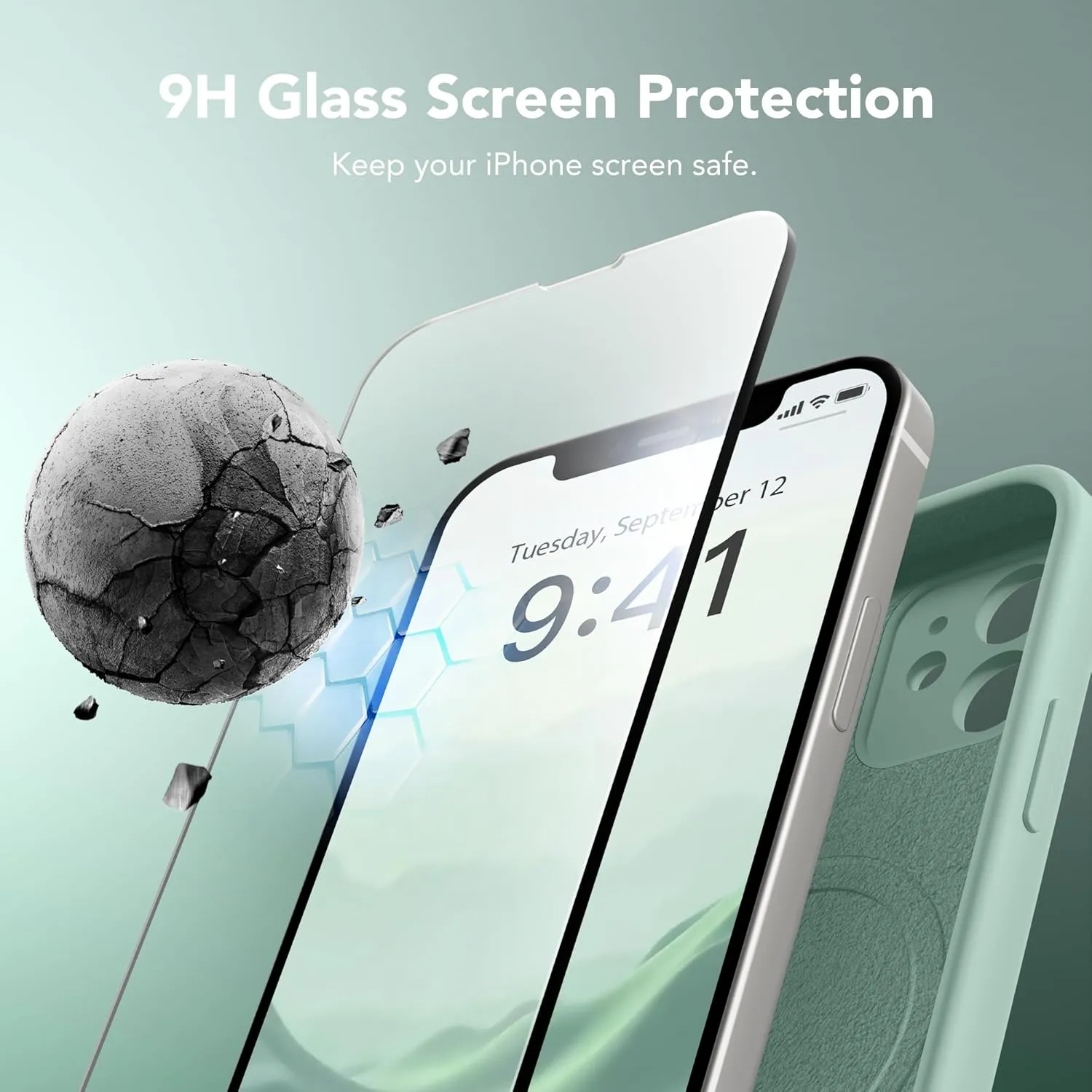 Magnetic for iPhone 12 Case, Compatible with MagSafe, [Full Camera Protection][Screen Protectors] Silicone Shockproof Protective Phone Case for iPhone 12 6.1", Mint