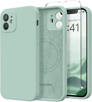 Magnetic for iPhone 12 Case, Compatible with MagSafe, [Full Camera Protection][Screen Protectors] Silicone Shockproof Protective Phone Case for iPhone 12 6.1", Mint