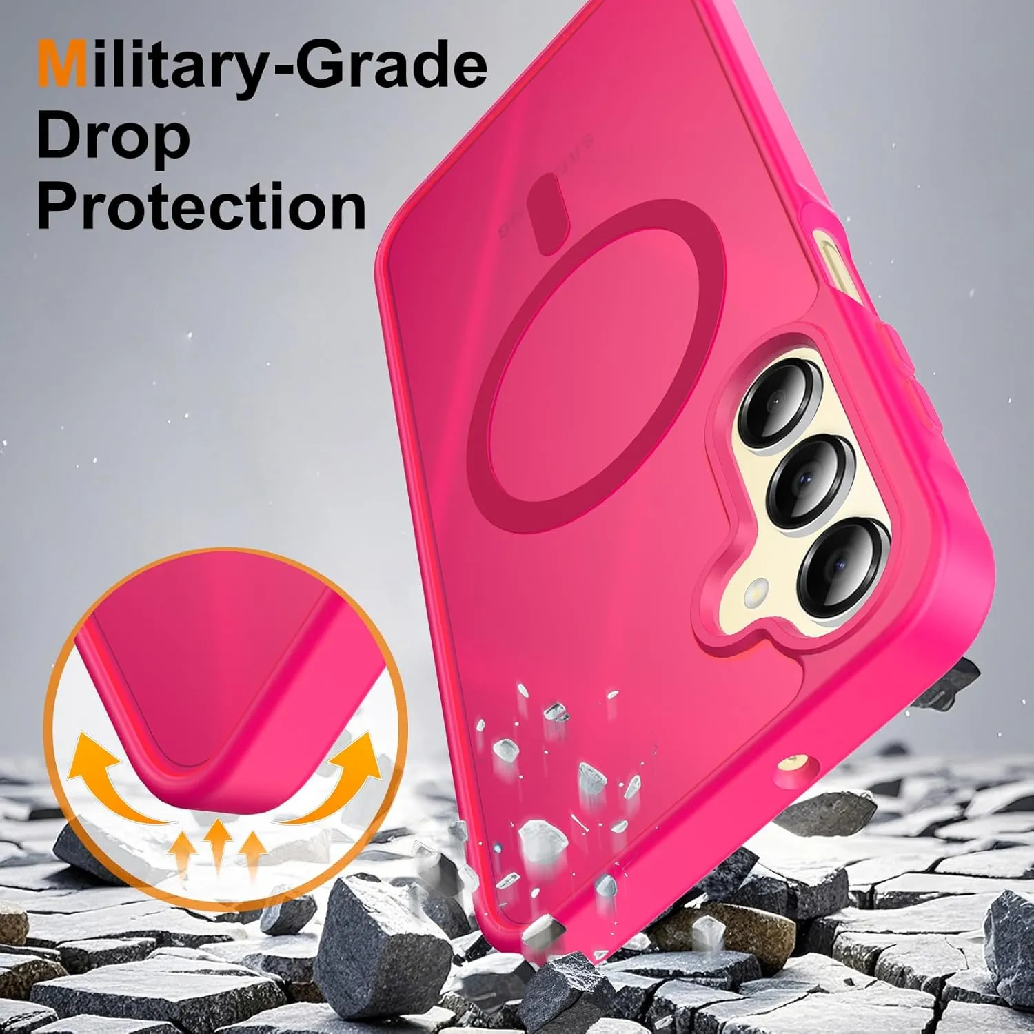 Mangix for Samsung Galaxy A16 5G Case, with 2-Pack Tempered Glass Screen Protector and Camera Lens Protector, Translucent Back Shockproof Phone Cover for Samsung Galaxy A16 5G (Hot Pink)