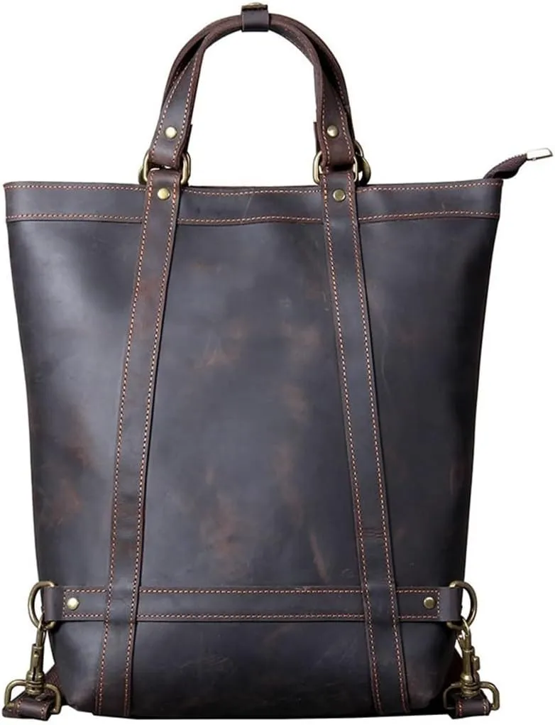 Men Leather Briefcase Vintage Shoulder Bag Men Handmade Multi Handheld Briefcase Women