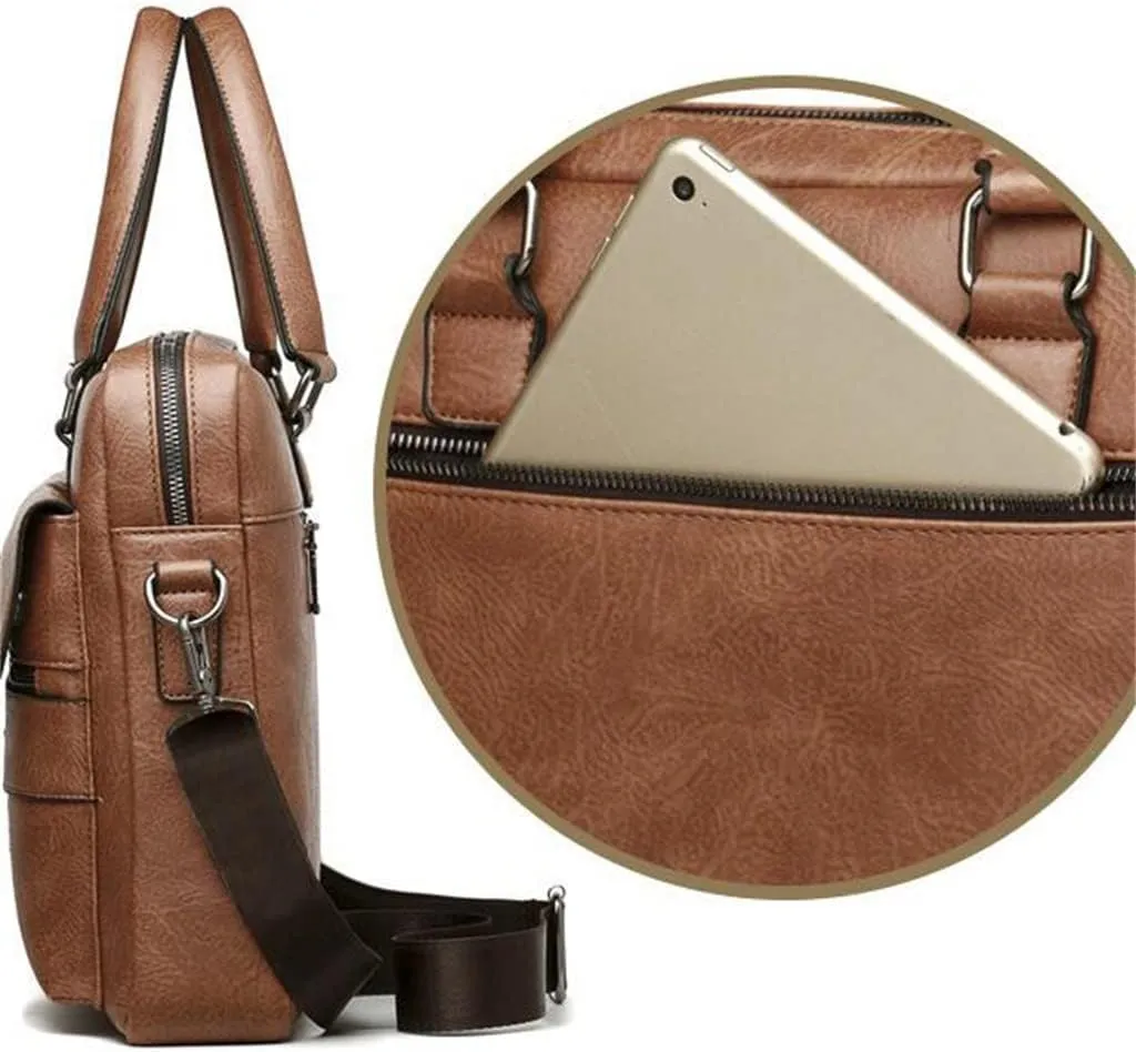 Men's Bag Handbag Shoulder Bag Vintage Men's Bag Briefcase Men's Crossbody Bag Briefcase(Black)