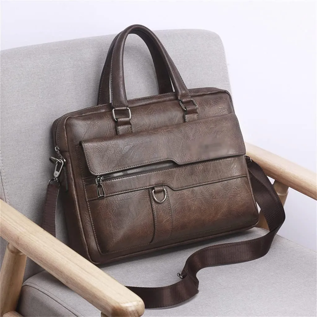 Men's Bag Handbag Shoulder Bag Vintage Men's Bag Briefcase Men's Crossbody Bag Briefcase(Black)