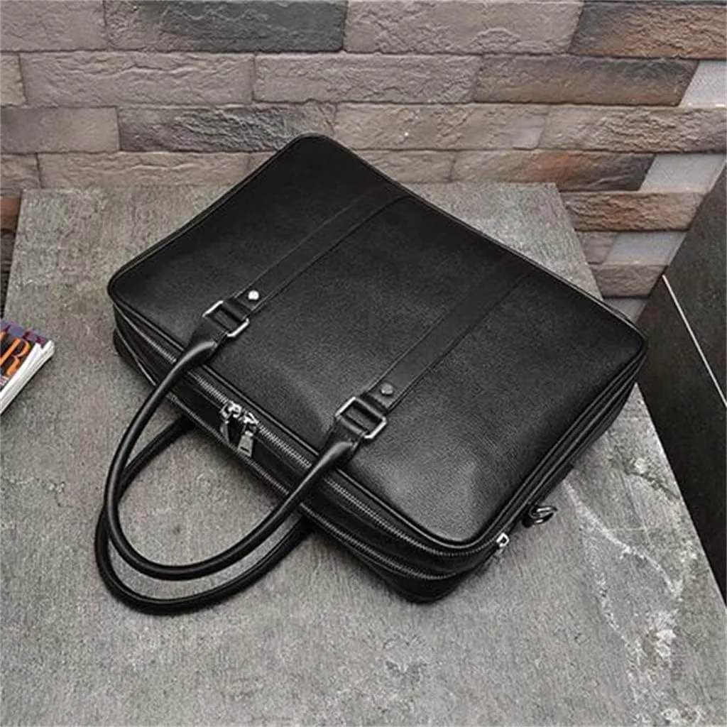 Men's Leather Handbag Zipper Cowhide Fashion Bag Business Briefcase Bag Single Shoulder Crossbody